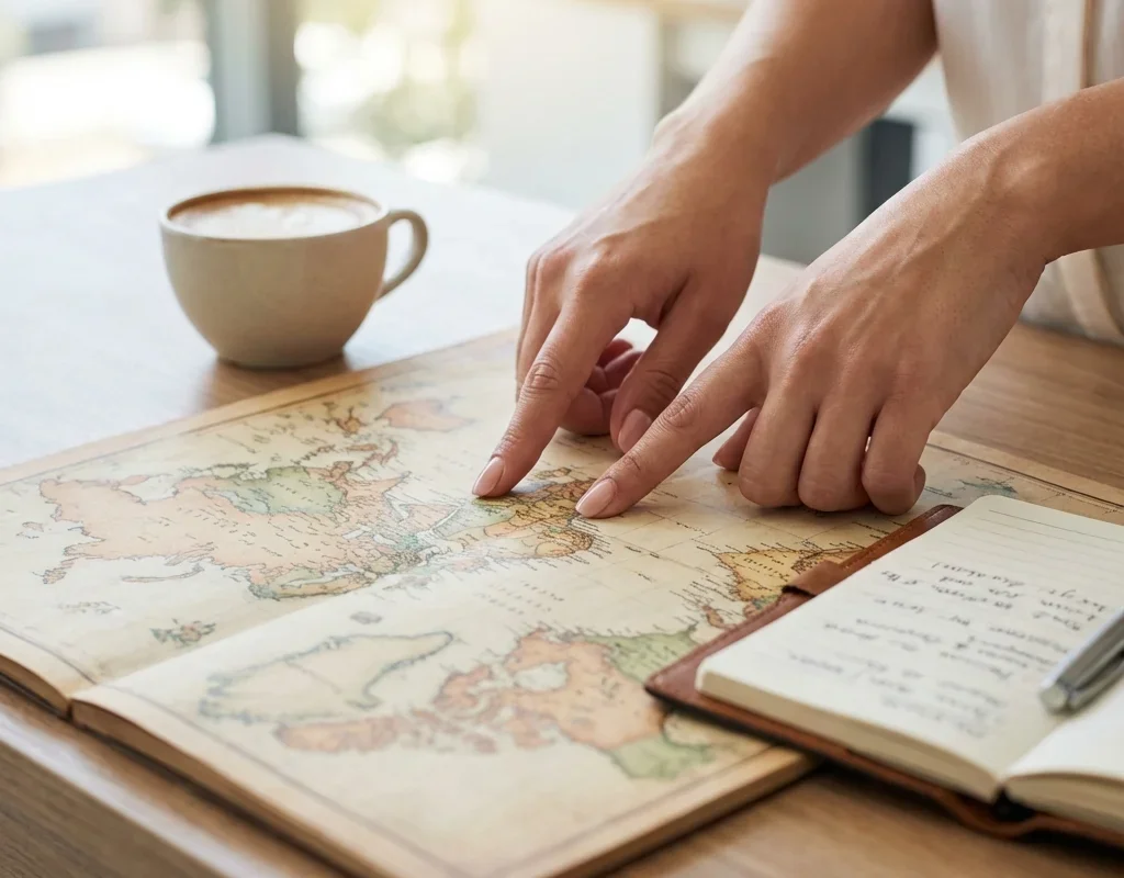 תכנון טיול על מפה